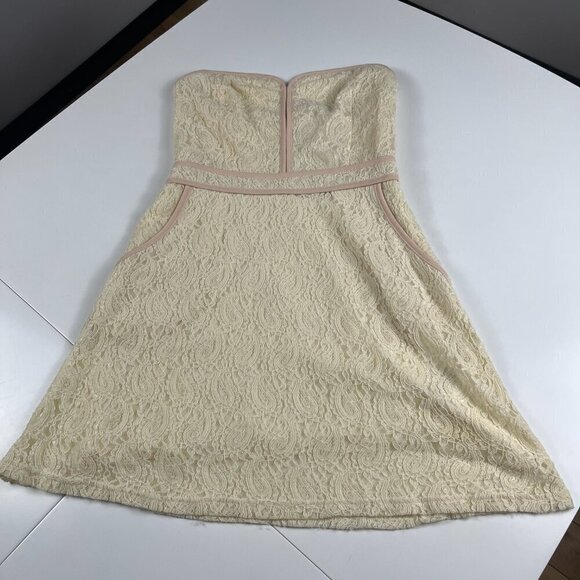 Pins and Needles strapless mini dress  lace cream size M - Picture 3 of 10